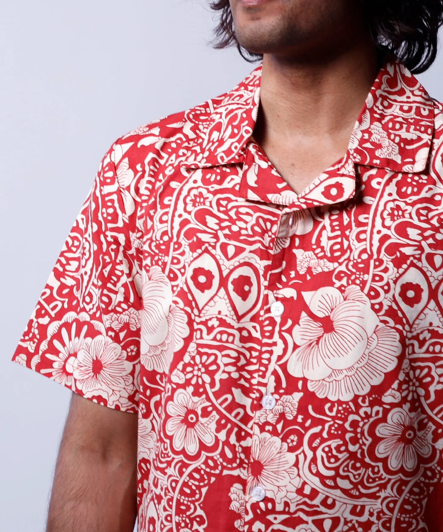 पलाश - Cuban Collar Printed Shirt #6 - Image 2