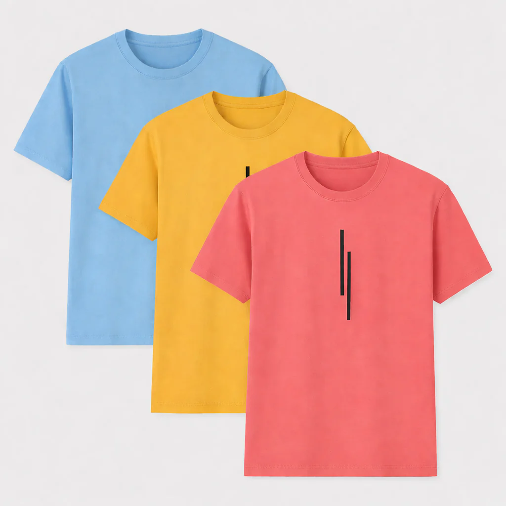 Round Neck Printed T-Shirts - Pack of 3