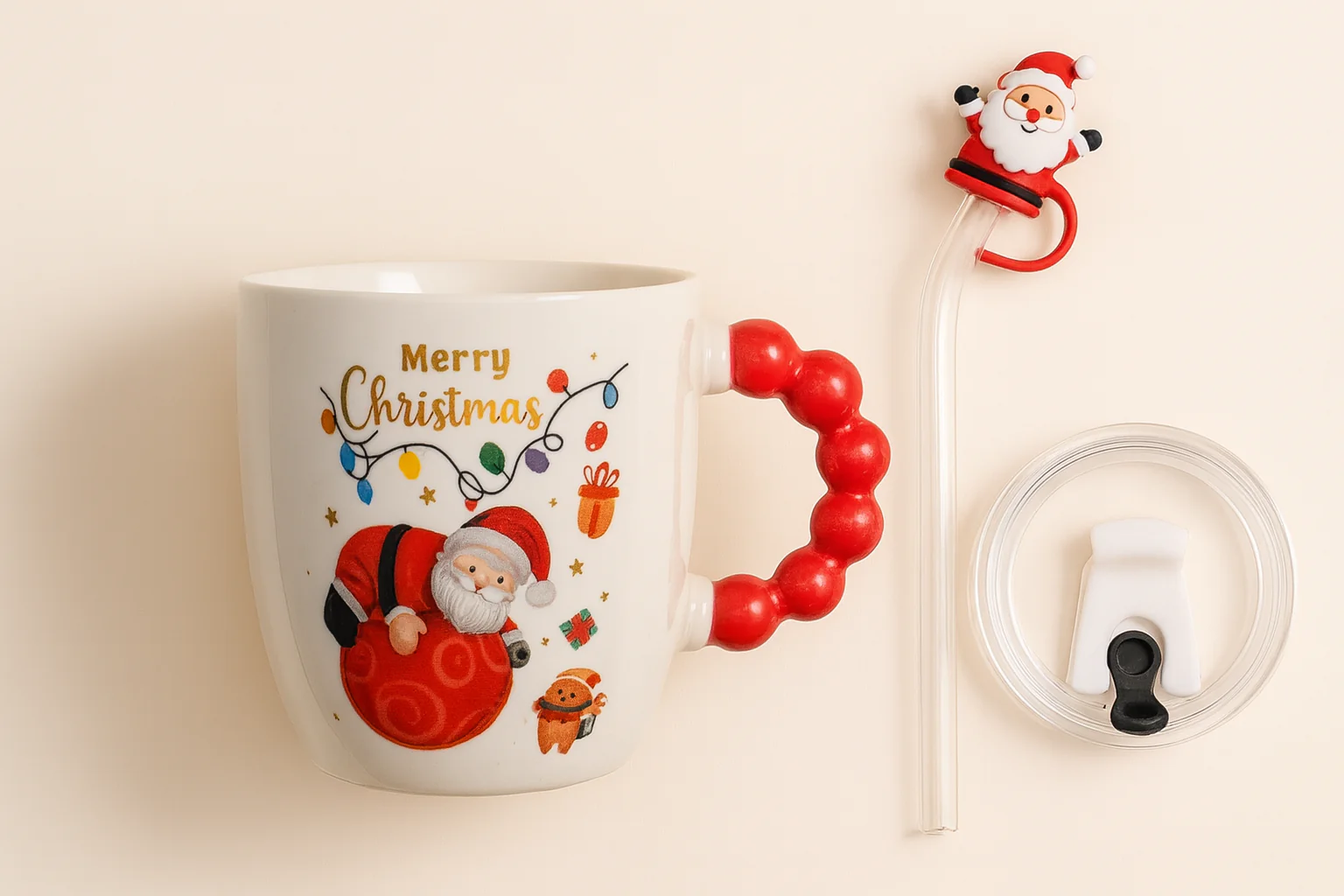 🎅 Festive “Merry Christmas” Santa Mug with Straw & Lid Set - Image 5