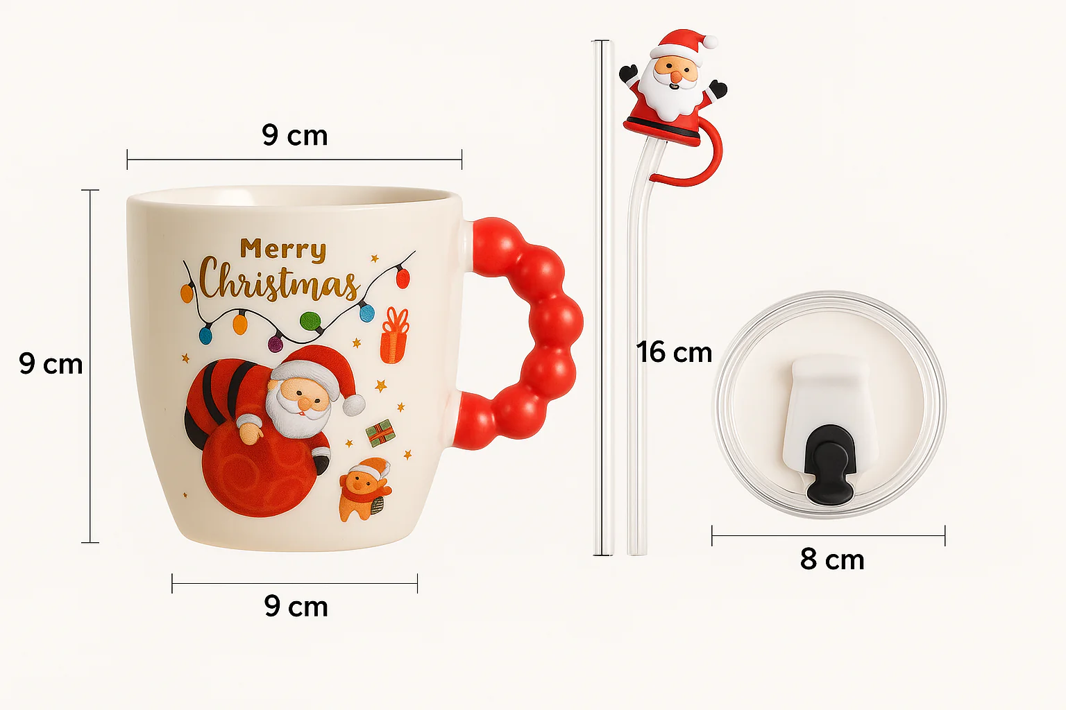 🎅 Festive “Merry Christmas” Santa Mug with Straw & Lid Set - Image 6