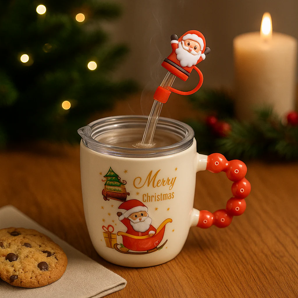 🎅 Festive “Merry Christmas” Santa Mug with Straw & Lid Set - Image 7