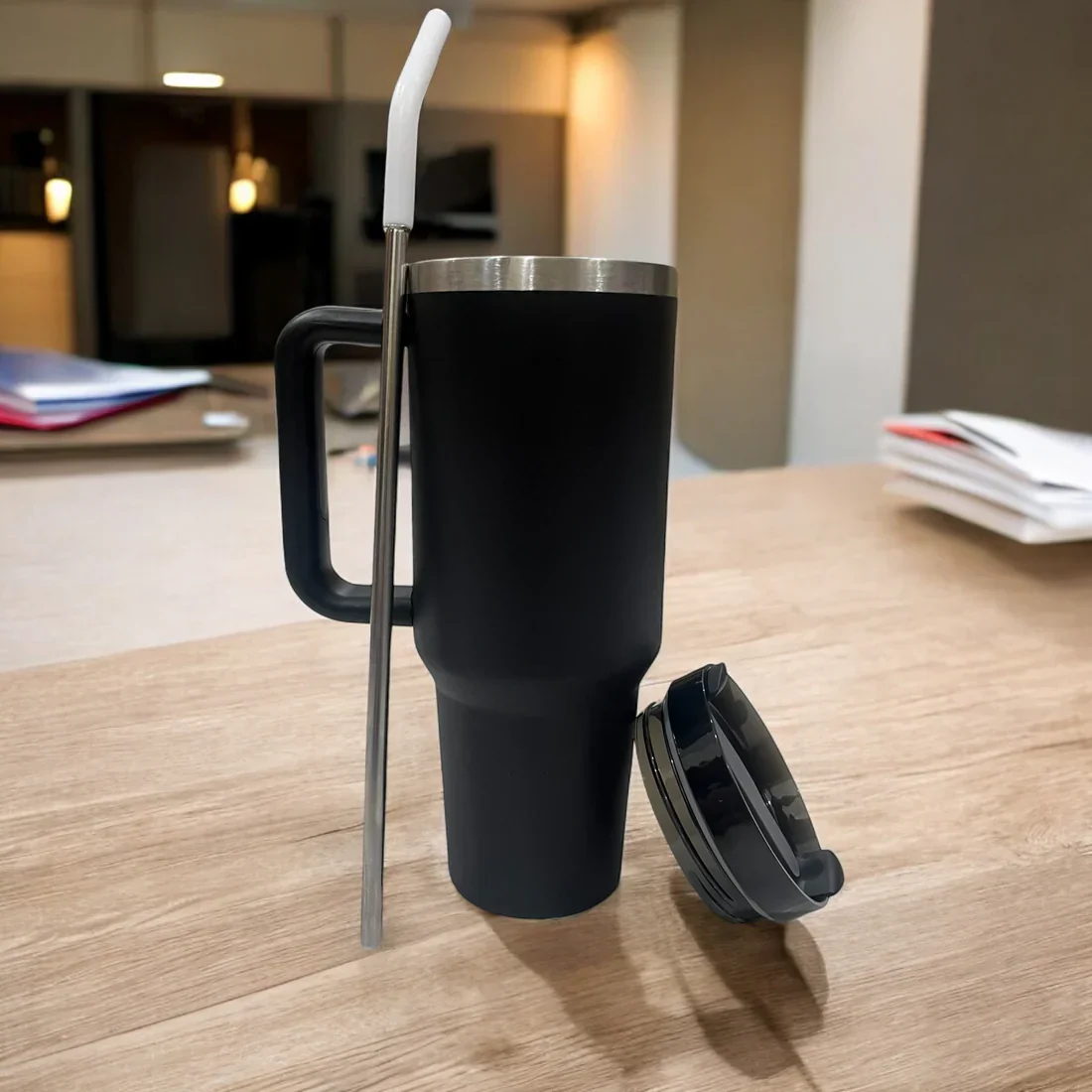 UltraCool 1.2L Steel Tumbler | With Handle & Straw (Color may Vary) - Image 2