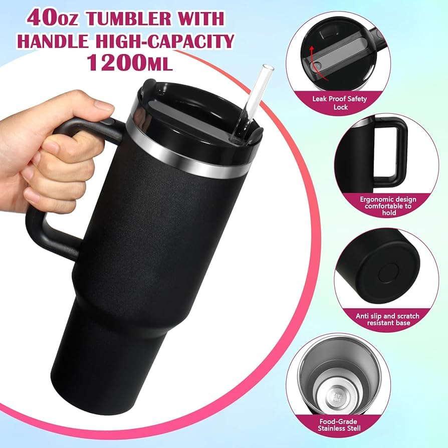 UltraCool 1.2L Steel Tumbler | With Handle & Straw (Color may Vary) - Image 7