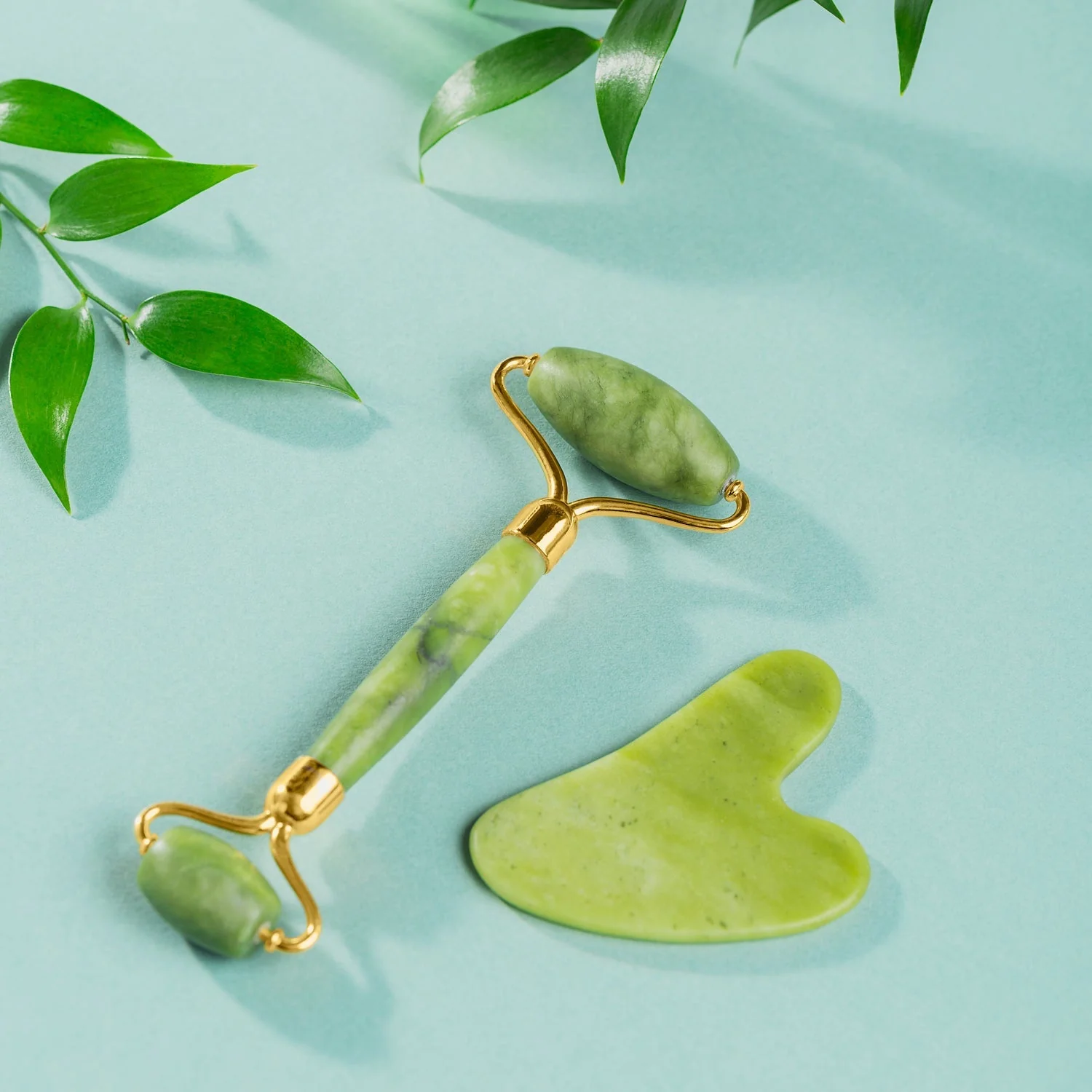 Gua Sha Stone and Anti Aging Jade Roller Massager for Face Massage Natural Face Skincare Massager & Face Roller Massager for Women | Face Shaper Jade Roller and Gua Sha Set for Glowing Skin - Image 3