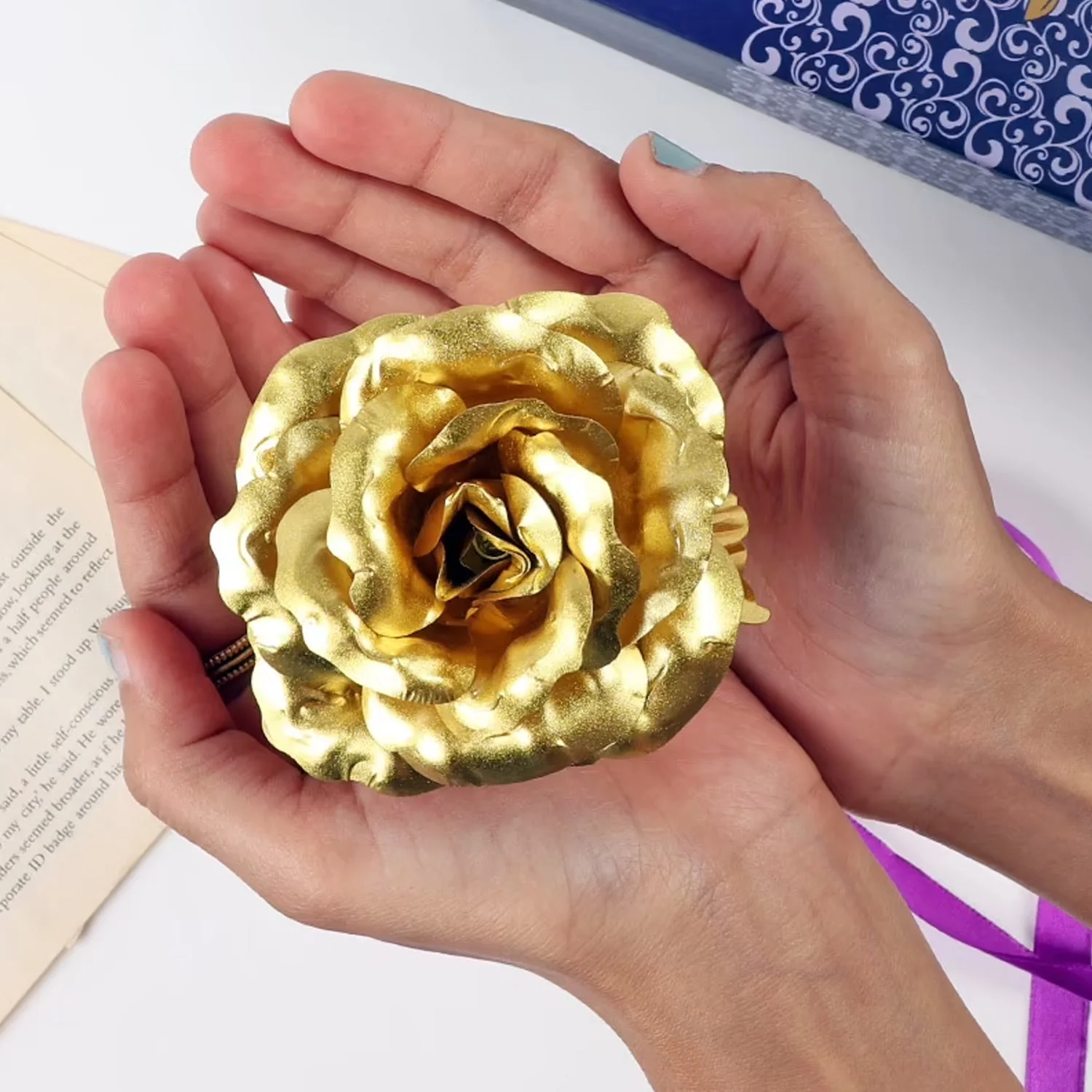 0606 Luxury Decorative Gold Plated Artificial Golden Rose with Premium Box - Image 6