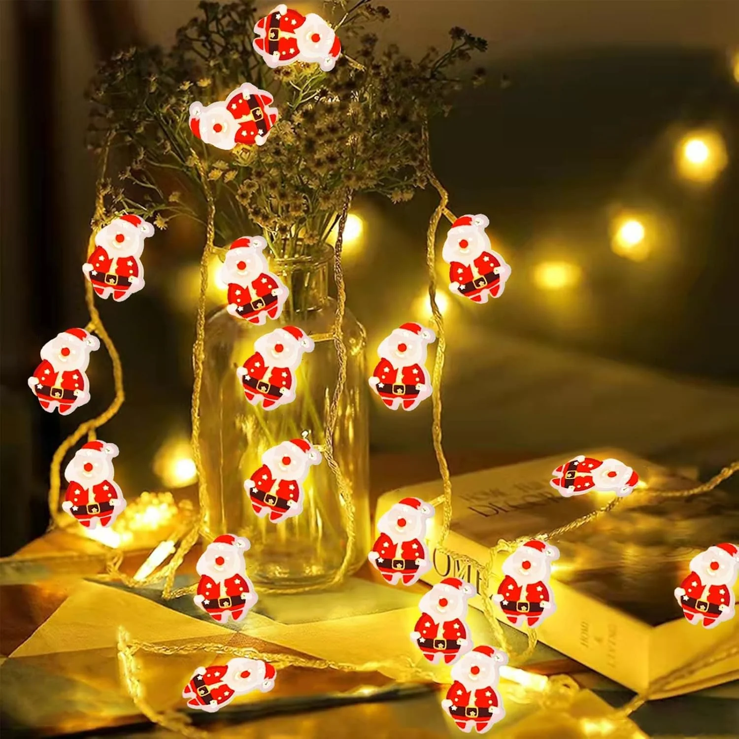 1.5 m 10 santa LED Fairy Lights- Plug in - Image 3
