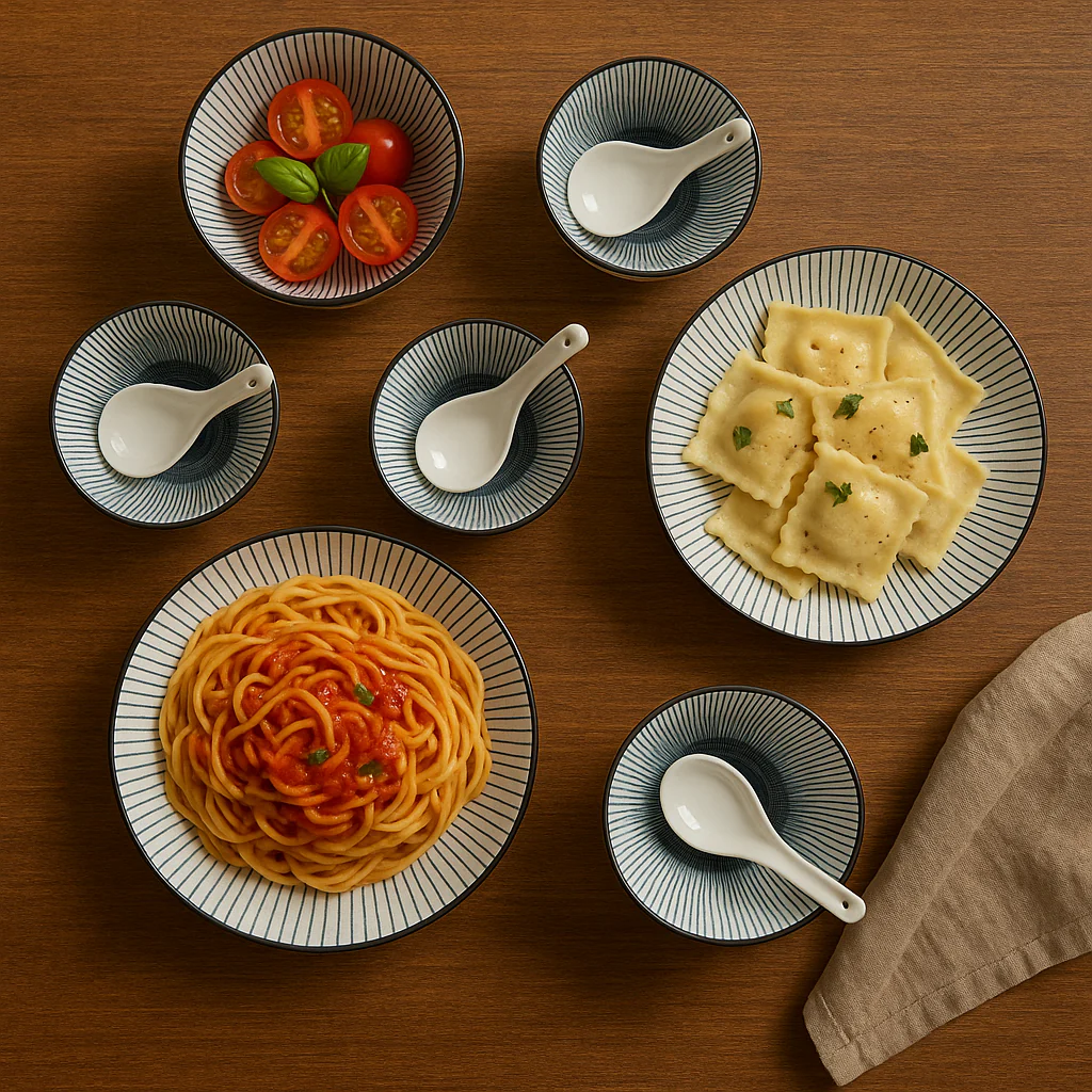 10 piece Ceramic Dinnerware Set -Elegant Blue & White Design - Image 4