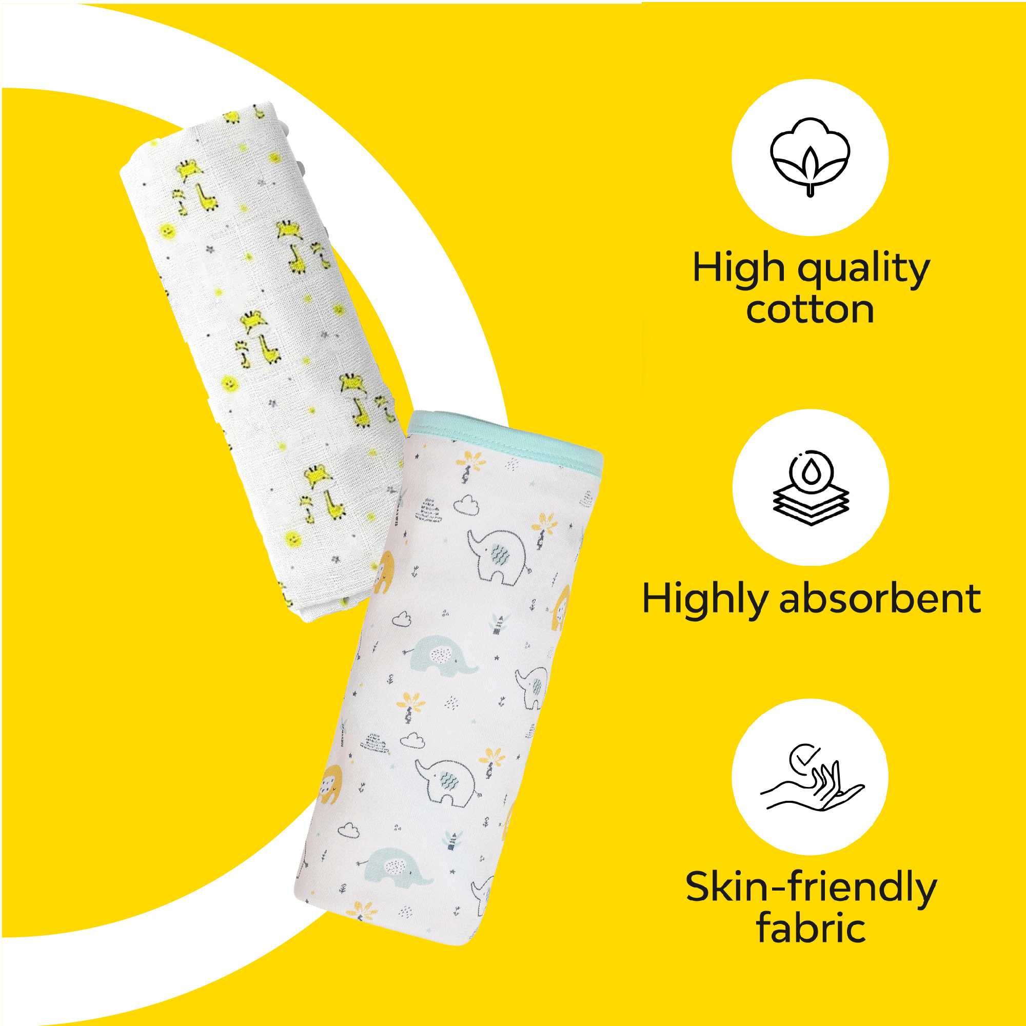 100% Cotton Baby Blanket Wrap With Muslin Swaddle | Set Of 2 - Image 3