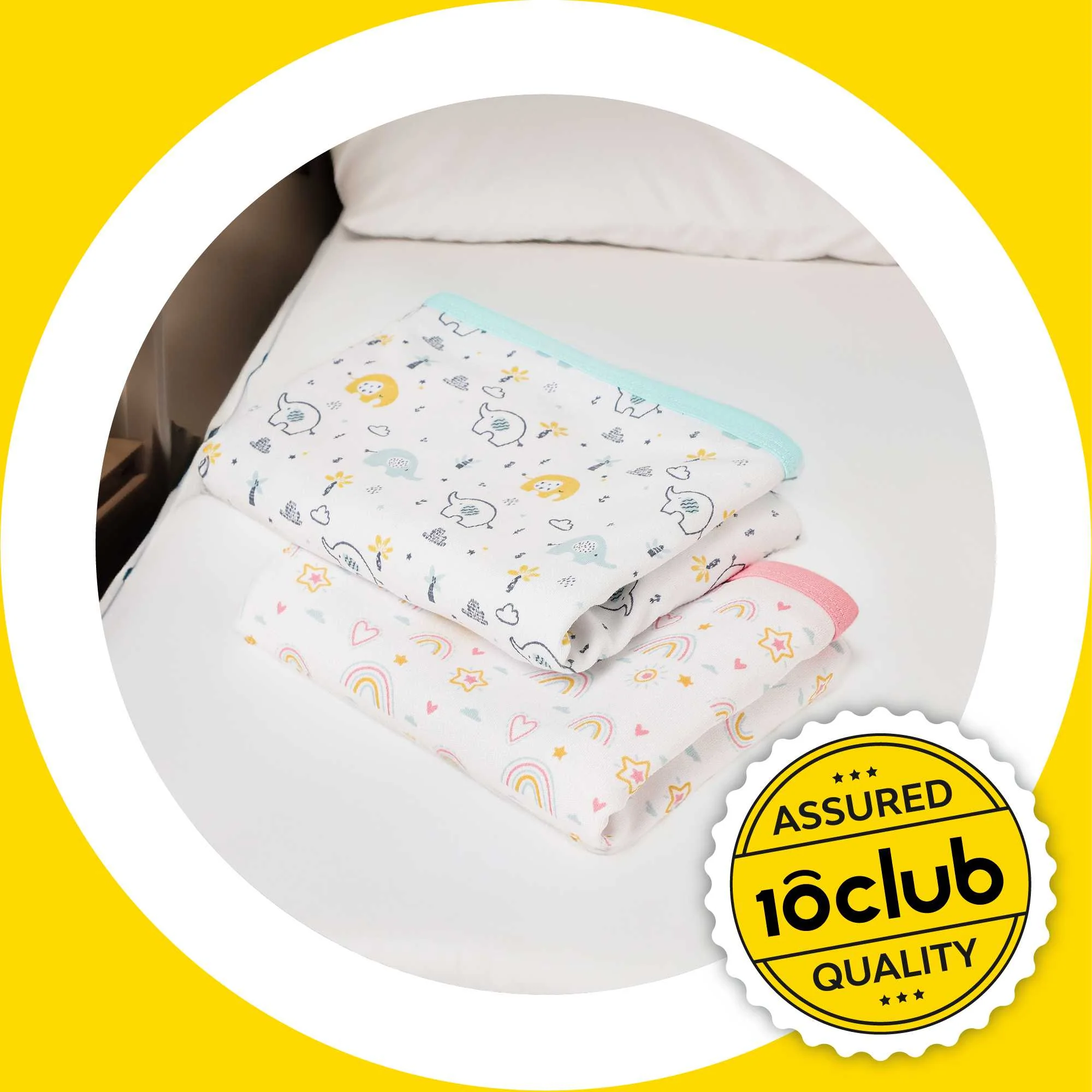 100% Cotton Baby Hooded Blanket And Knotted Cap | Set Of 4 - Image 2