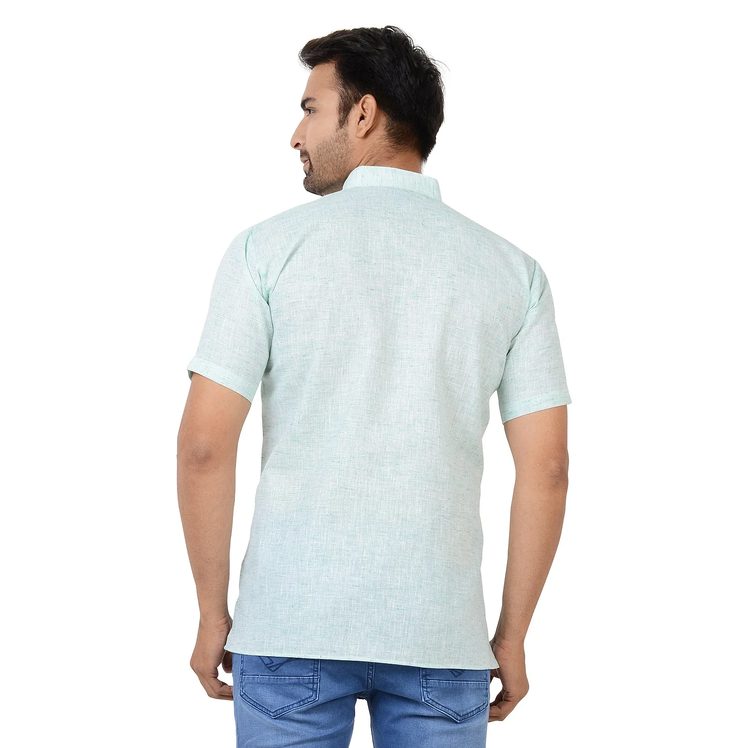 100% Cotton Short Kurta in Green - Image 4