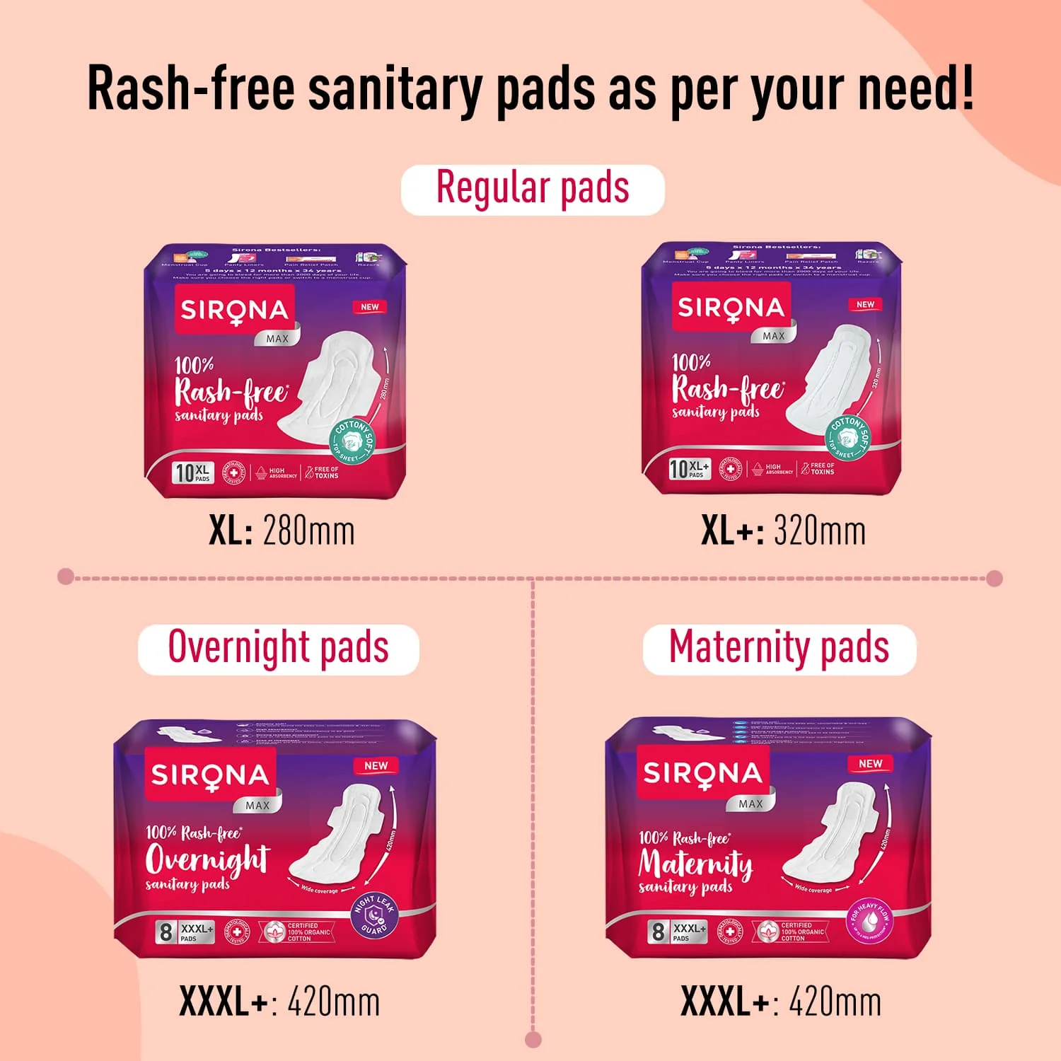 100% Rash Free XL Sanitary Pads For Heavy Flow (1 Pack of 30 Pads) - Image 8