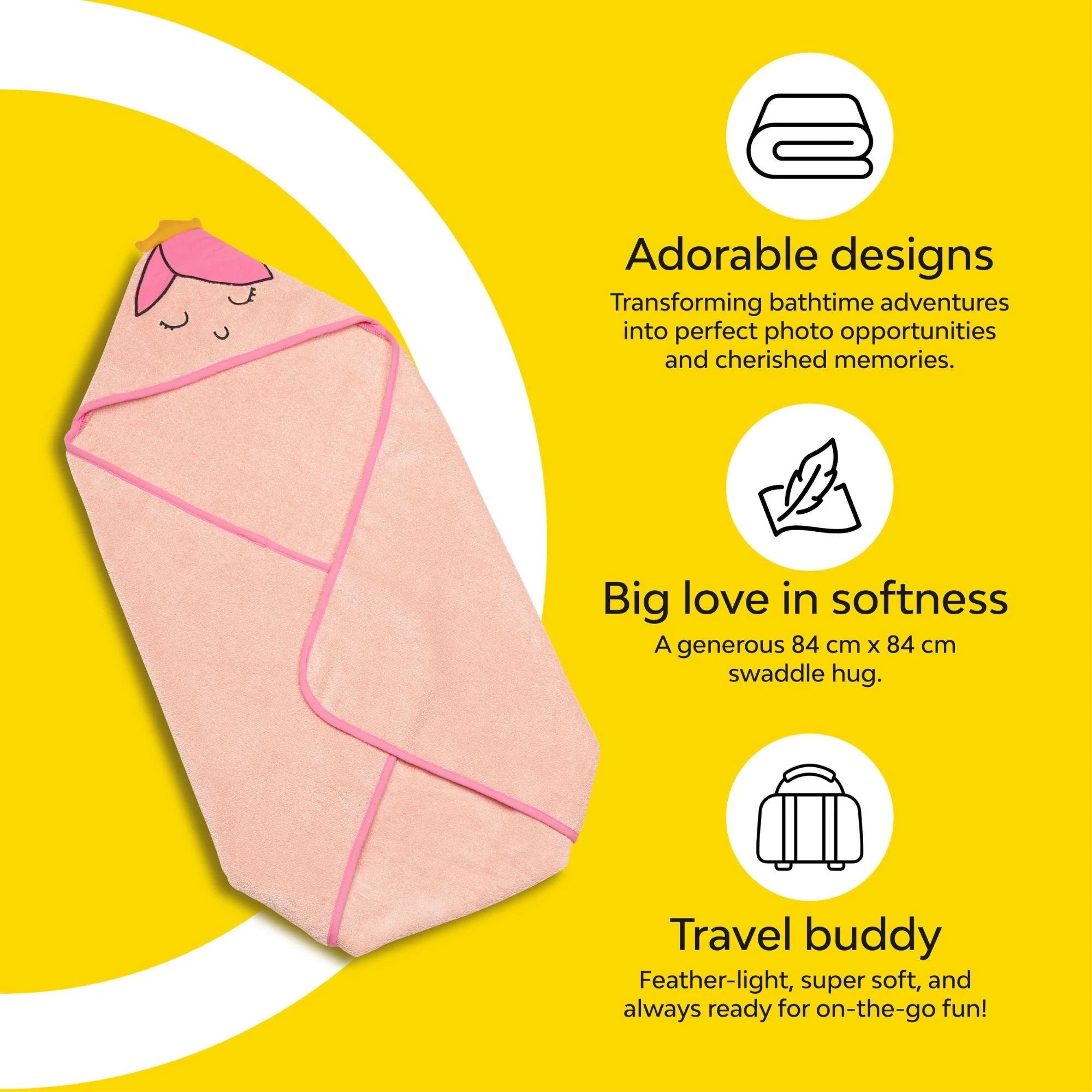 100% Terry Cotton Baby Hooded Towel - Image 3