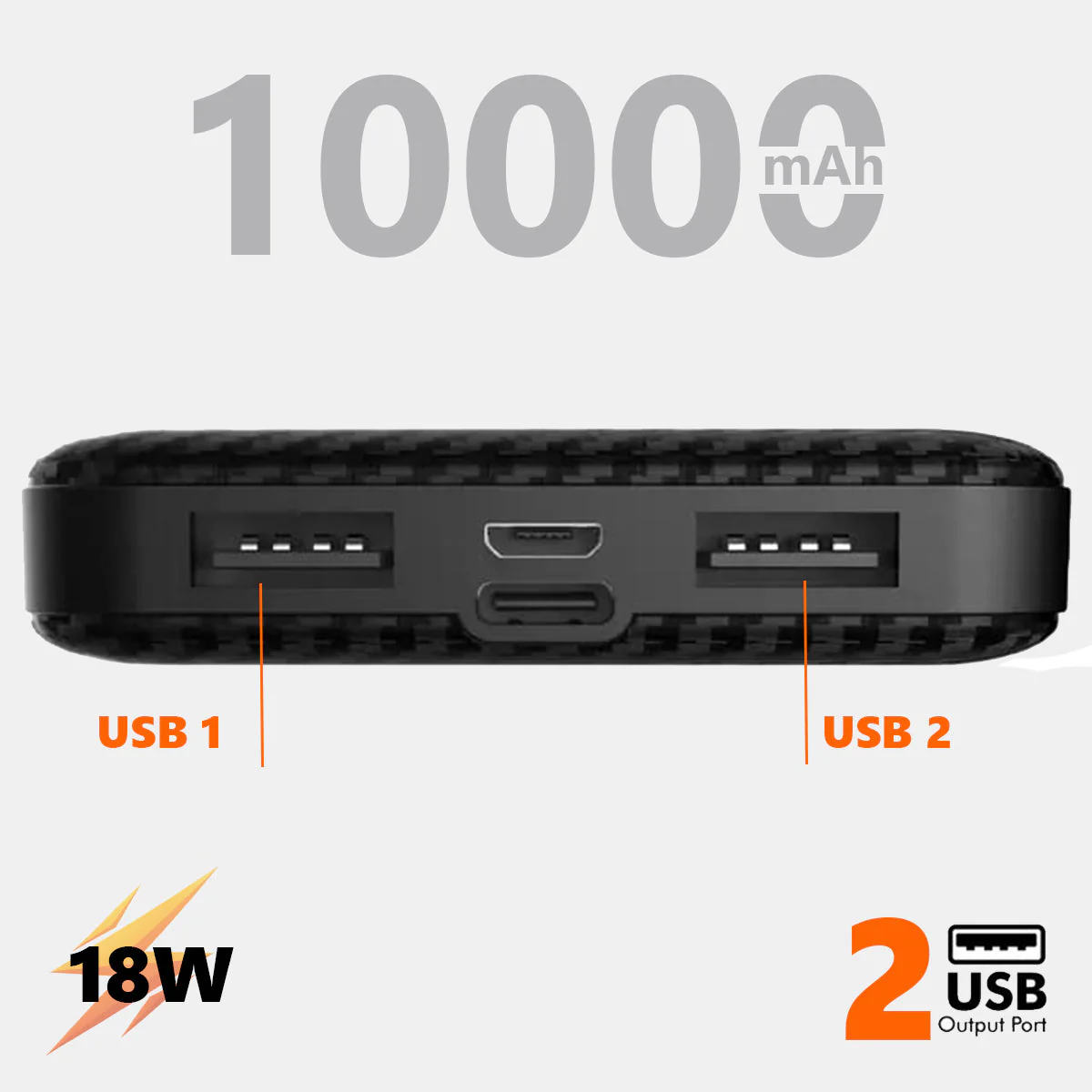 10000 mAh Power Bank 18W with Lithium Polymer Battery (T63-10K) - Image 3