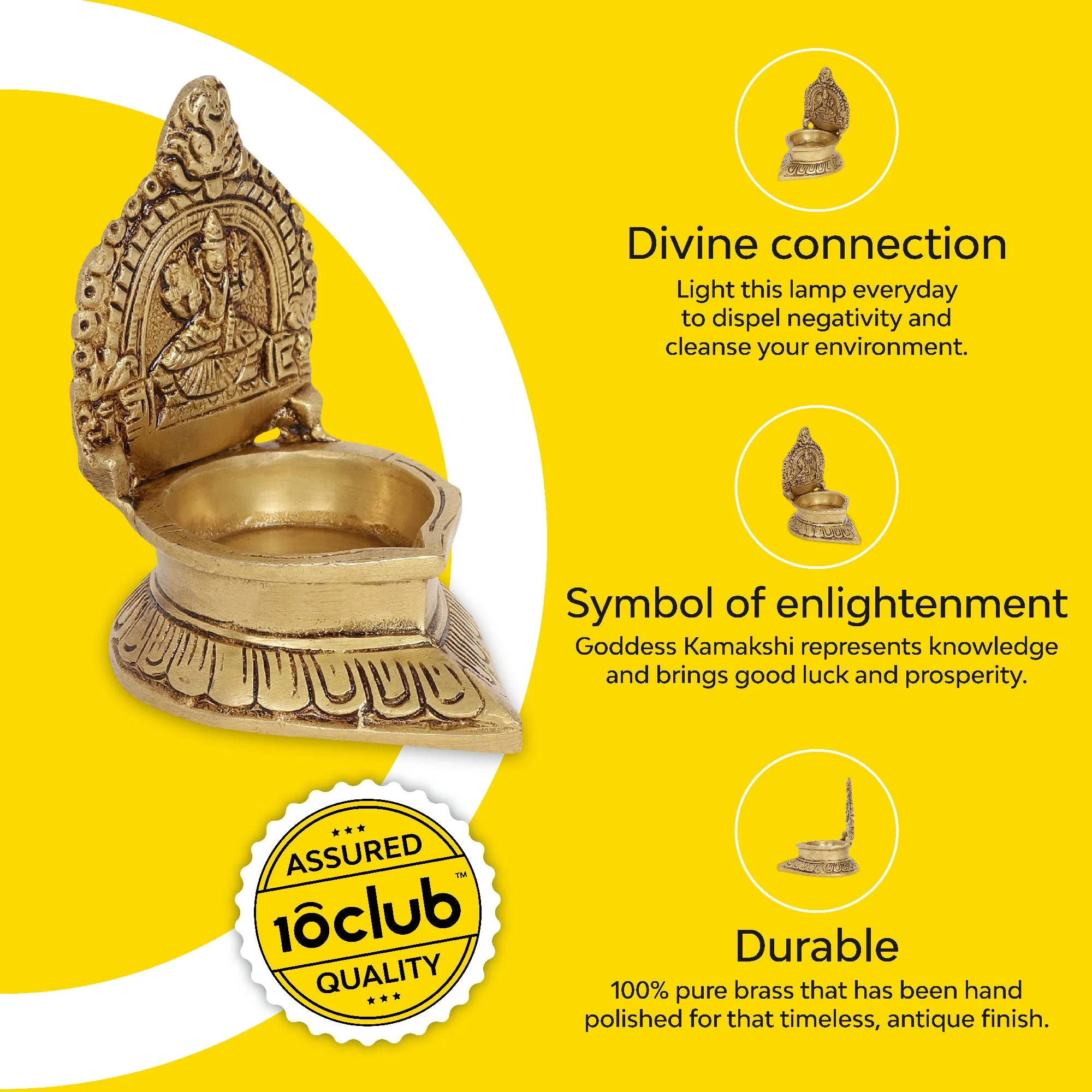 10Club Gift Box | Kamakshi Diya | 100% Pure Brass | Antique Finish - Image 6