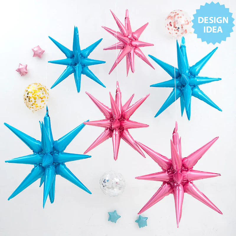 12 Point Starburst Shape Foil Balloon (Red) (Pack of 1) - Image 3