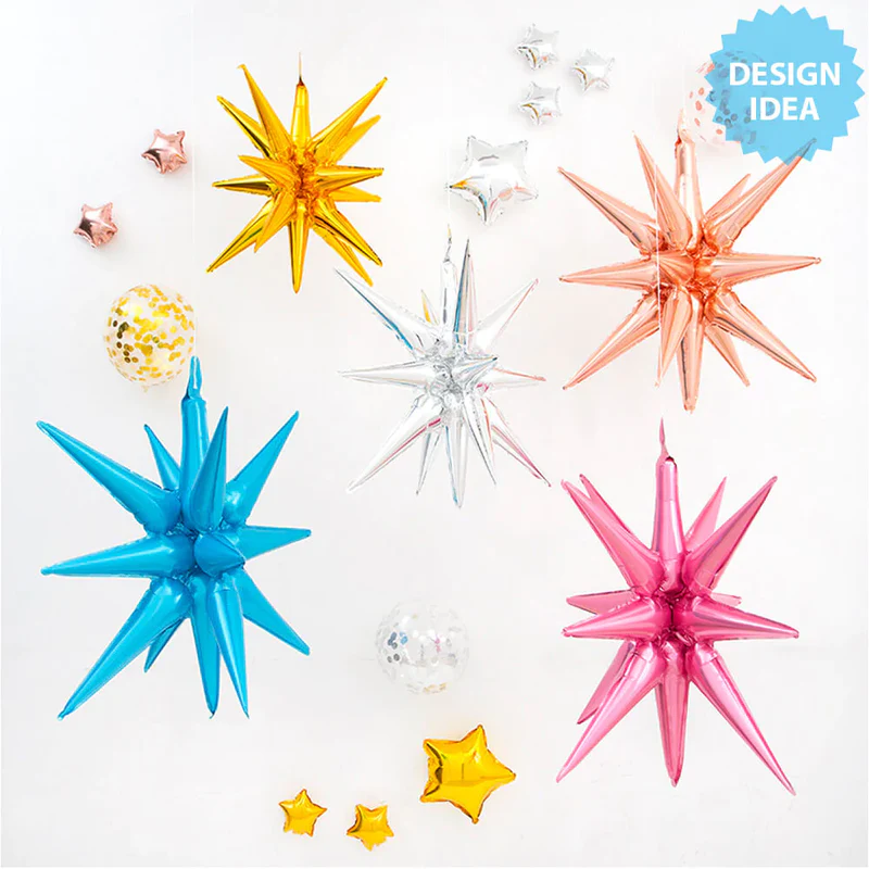 12 Point Starburst Shape Foil Balloon (Yellow) (Pack of 1) - Image 2