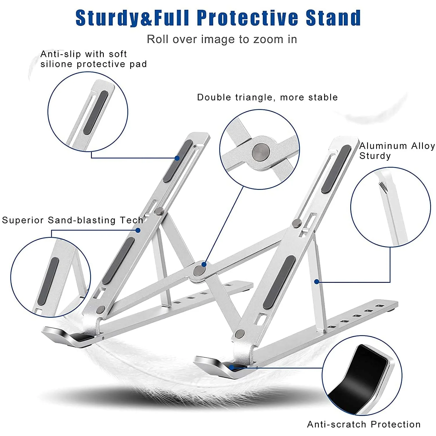 Laptop Stand for Desk | Metal Portable Laptop Stand, with 7 Adjustable Angles | Laptop Riser, Phone, and Tablet Stand | Compatible for All Laptop - Image 7