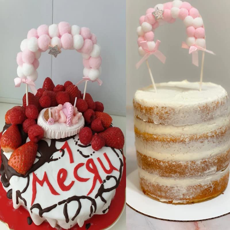 13*20 cm Pink Arch Pom Pom Cake Topper - Image 4
