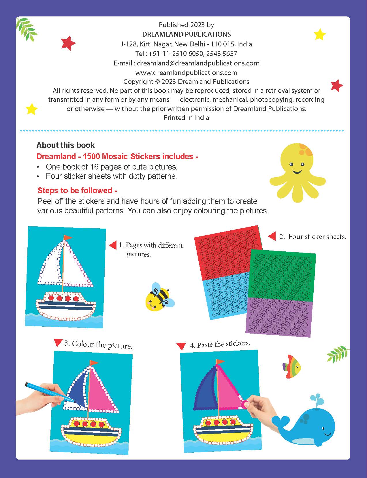 1500 Mosaic Stickers Book 4 with Colouring Fun  - Sticker Book for Kids Age 4 - 8 years - Image 6