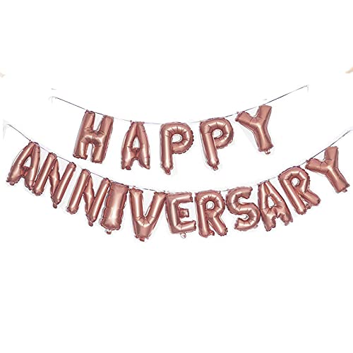 16 Inch 10th Happy Anniversary Alphabets & 32 Inch 10 Number Rosegold Foil Balloon - Image 3