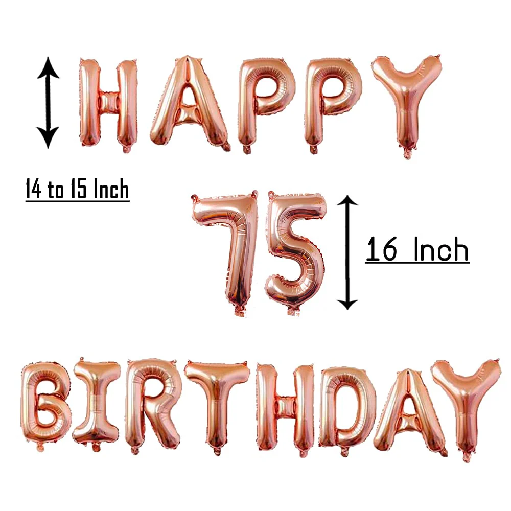 16 Inch 10th Happy Birthday Alphabets & 16 Inch 10 Number Rosegold Foil Balloon - Image 3
