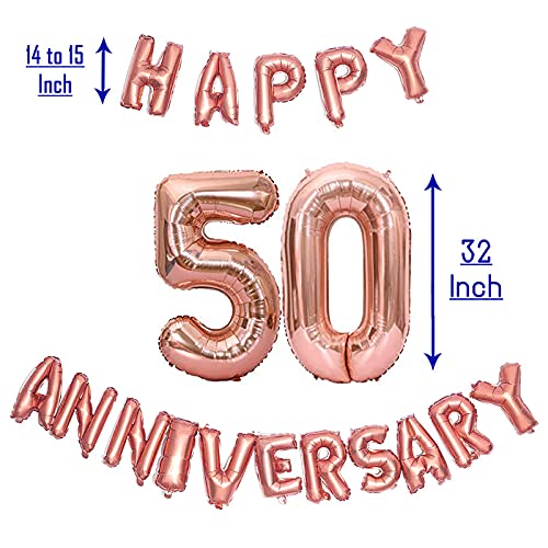 16 Inch 2nd Happy Anniversary Alphabets & 32 Inch 2 Number Rosegold Foil Balloon - Image 2