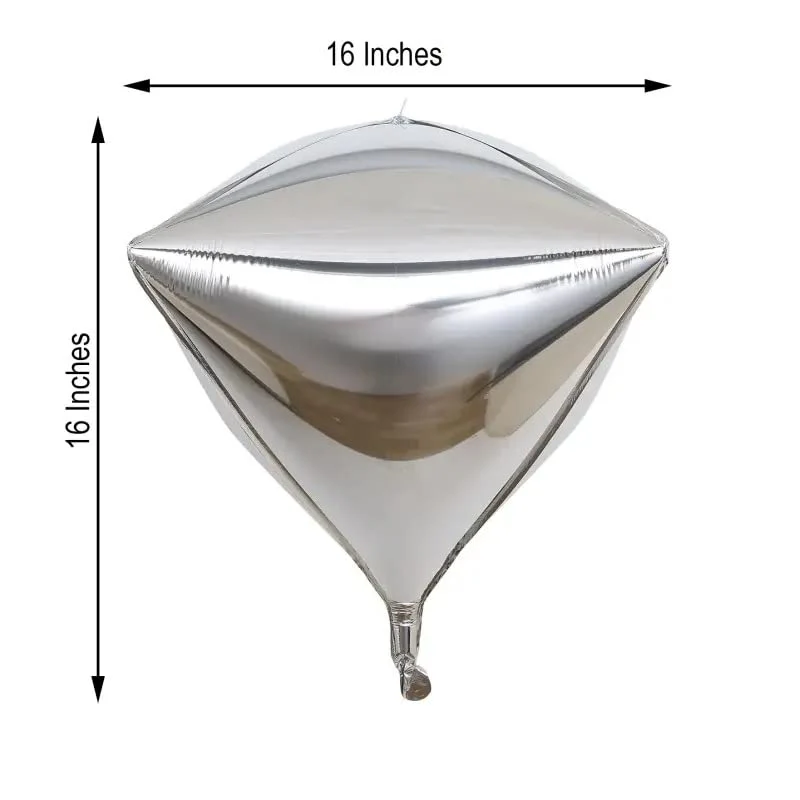 16 Inch 4D Diamond Foil Balloons Helium Diamond Balloon (Silver) - Image 2