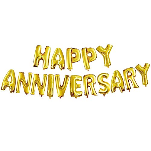 16 Inch 4th Happy Anniversary Alphabets & 32 Inch 4 Number Gold Foil Balloon - Image 2