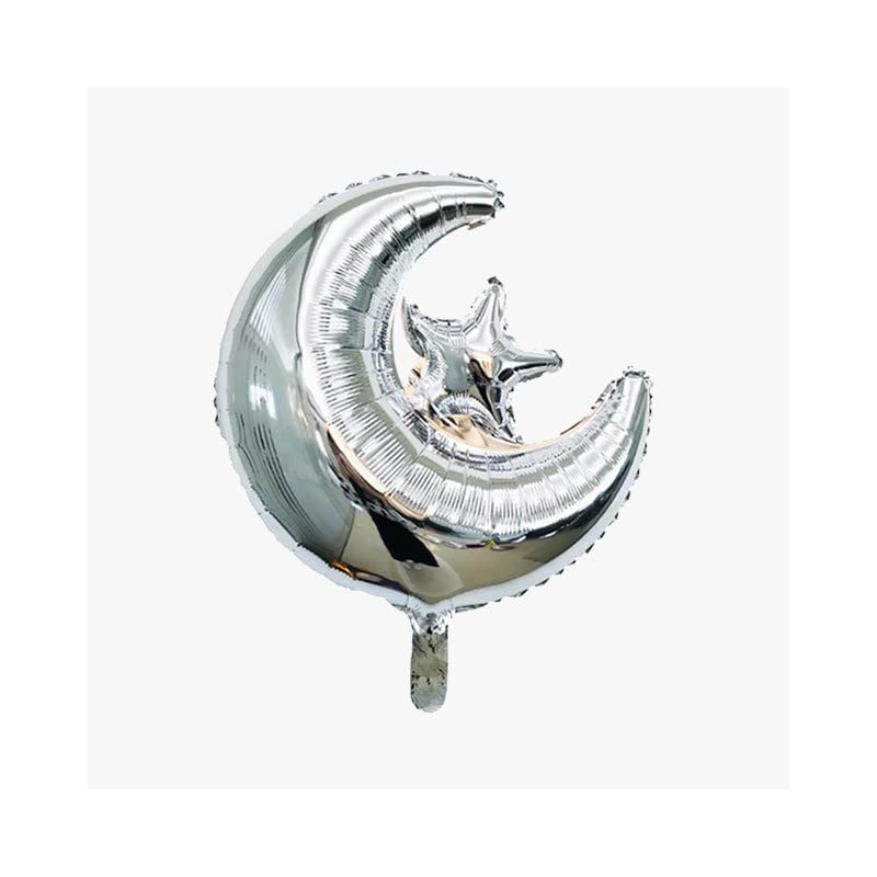 16 Inch Moon Star Shaped Silver Helium Foil Balloon