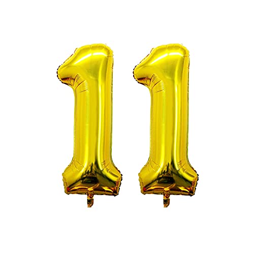 16 Inch Number 11  Gold Foil Balloon With 5 Pcs Confetti Balloons - Image 2