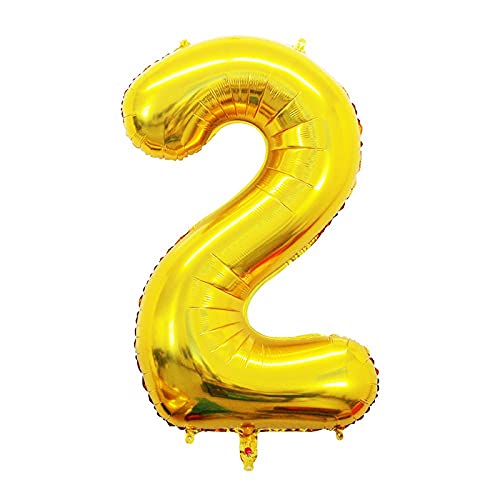 16 Inch Number 2 Gold Foil Balloon With 5 Pcs Confetti Balloons - Image 2