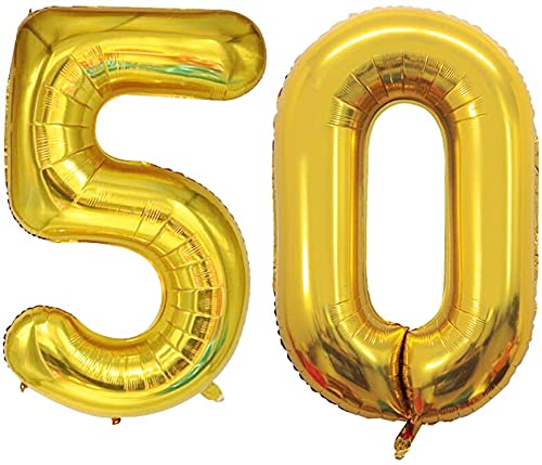 16 Inch Number 50  Gold Foil Balloon With 5 Pcs Confetti Balloons - Image 2