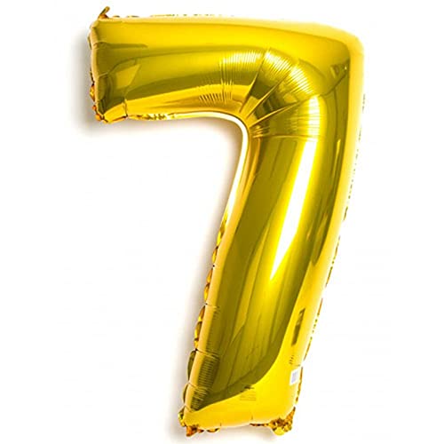 16 Inch Number 7 Gold Foil Balloon With 5 Pcs Confetti Balloons - Image 2
