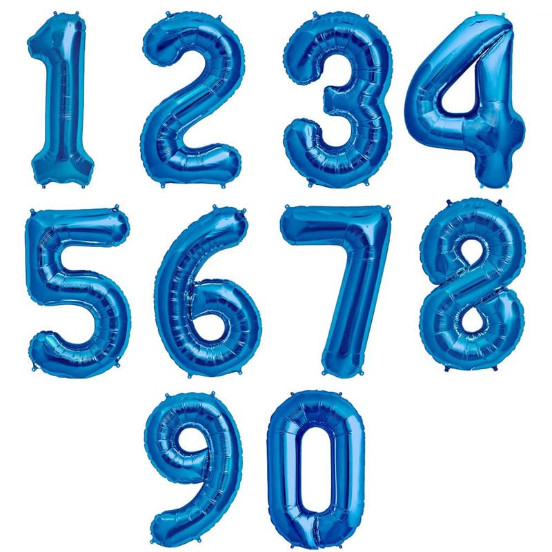 16 Inch Solid 1 Number Blue Foil Balloon - Image 2