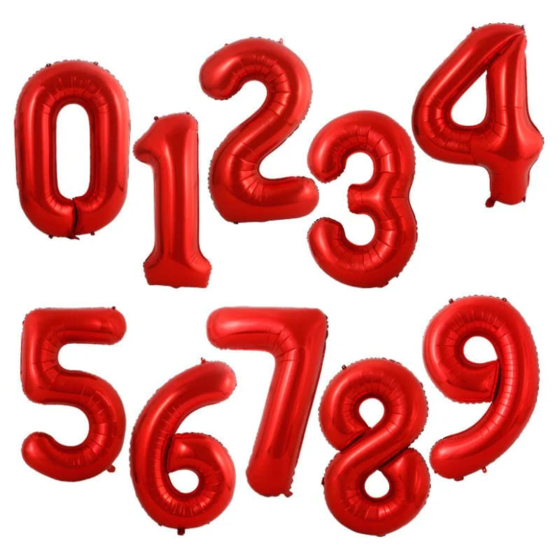 16 Inch Solid 12 Number Red Foil Balloon - Image 4