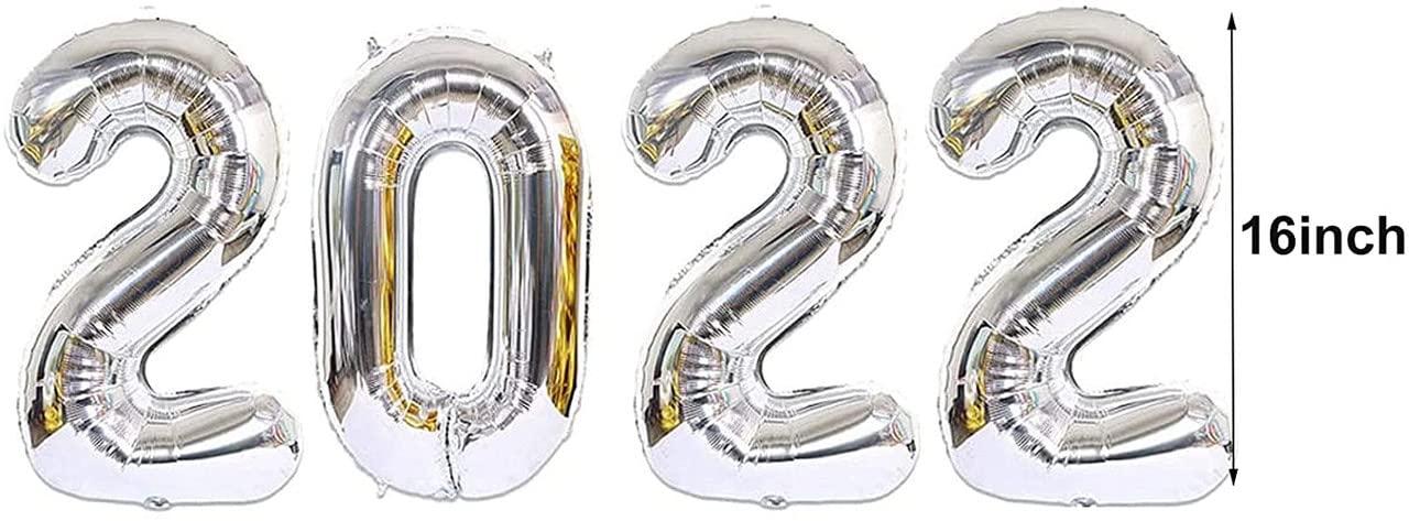 16 Inch Solid 2022 Number Silver Foil Balloon - Image 2