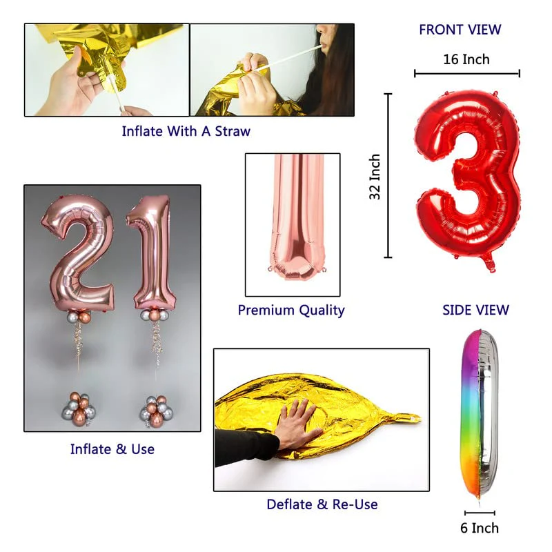 16 Inch Solid 23 Number Blue Foil Balloon - Image 5