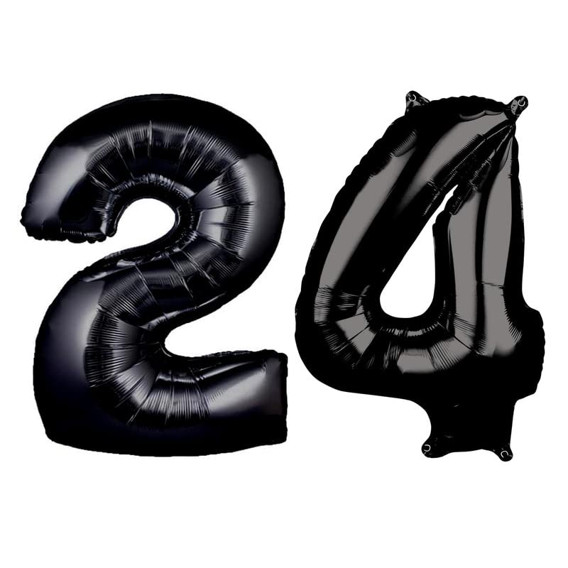 16 Inch Solid 24 Number Black Foil Balloon