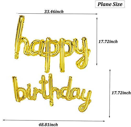 16 Inch Solid Cursive Happy Birthday Alphabets Letters Gold Color Foil Balloon - Image 3