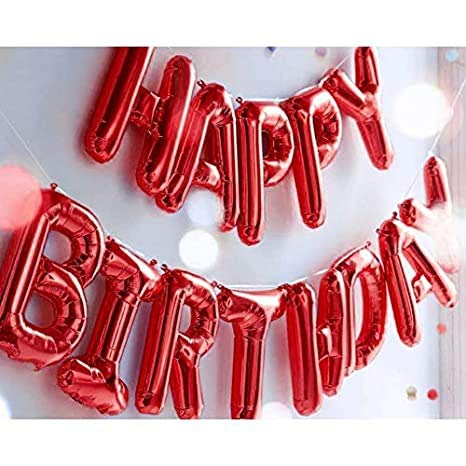 16 Inch Solid Happy Birthday Alphabets Letters Red Color Foil Balloon - Image 2