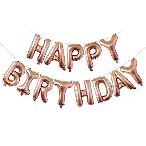 16 Inch Solid Happy Birthday Alphabets Letters Rose Gold Color Foil Balloon - Image 2