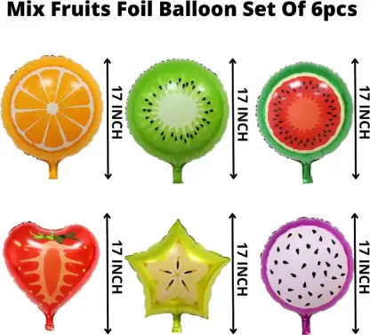 18 Inch Mix Fruits Shape Foil Balloon Set (Multicolor) (Pack of 6) - Image 3