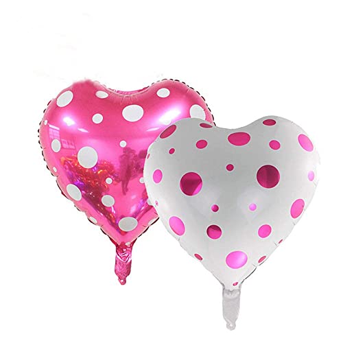 18 Inch Pink Heart Shape Polka Print Foil Balloon - Image 2