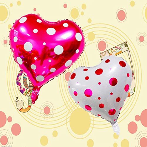 18 Inch Pink Heart Shape Polka Print Foil Balloon - Image 6