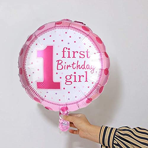18 Inch Pink Printed 1St First Birthday Girl Polka Foil Balloon - Image 2