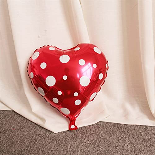 18 Inch Red Heart Shape Polka Print Foil Balloon - Image 2
