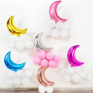 18 Inch Red Metallic Crescent Moon Shaped Foil Balloon (Pack of 1) - Image 2