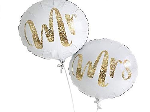 18 Inch White & Gold Mr & Mrs Foil Balloon (Pack of 2) - Image 2