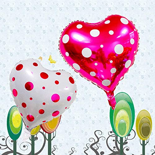 18 Inch White Heart Shape Polka Print Foil Balloon - Image 4