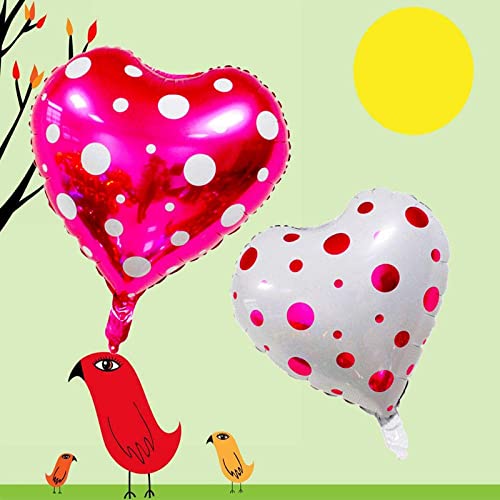 18 Inch White Heart Shape Polka Print Foil Balloon - Image 5